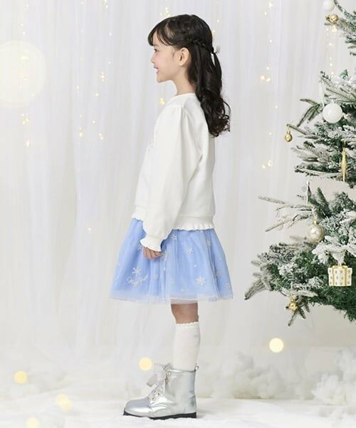 mezzo piano / メゾピアノ ミニ・ひざ丈スカート | スノー刺繍 チュールスカート | 詳細11