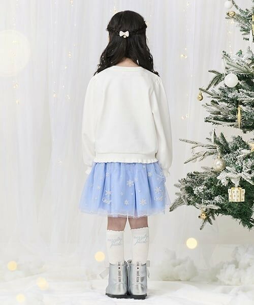 mezzo piano / メゾピアノ ミニ・ひざ丈スカート | スノー刺繍 チュールスカート | 詳細12