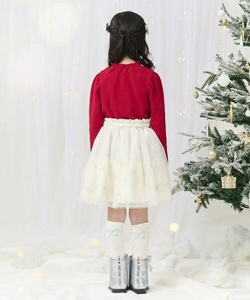 mezzo piano / メゾピアノ ミニ・ひざ丈スカート | スノー刺繍 チュールスカート | 詳細14