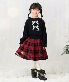 mezzo piano / メゾピアノ ミニ・ひざ丈スカート | チェックジャガード　ニットスカート