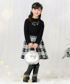 mezzo piano / メゾピアノ ミニ・ひざ丈スカート | チェックジャガード　ニットスカート