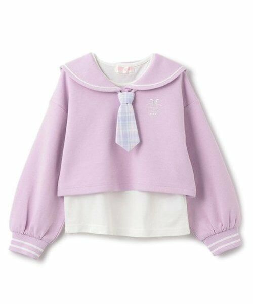mezzo piano / メゾピアノ その他トップス | セーラー短丈プルオーバー＆長袖Tシャツセット（ラベンダー）