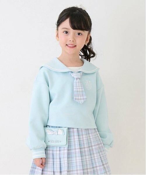 mezzo piano / メゾピアノ その他トップス | セーラー短丈プルオーバー＆長袖Tシャツセット（ミント）