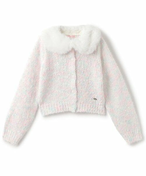 mezzo piano / メゾピアノ カーディガン・ボレロ | ふわもこニットカーディガン　ファーティペット付（マルチ）