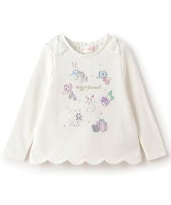 mezzo piano / メゾピアノ スウェット | ショッピングモチーフ刺しゅう　裾スカラップトレーナー