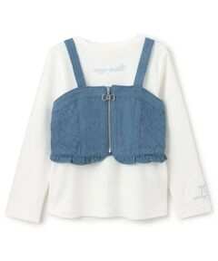 mezzo piano / メゾピアノ その他トップス | デニムビスチェ×長袖Tシャツセット