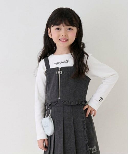 mezzo piano / メゾピアノ その他トップス | デニムビスチェ×長袖Tシャツセット（黒）