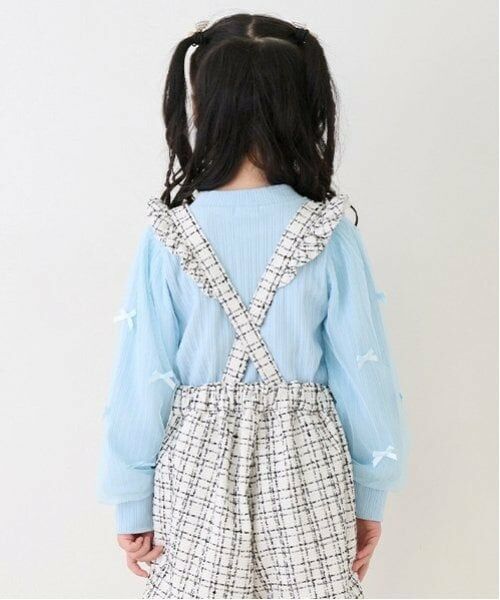 mezzo piano / メゾピアノ Tシャツ | ネックレス刺しゅう 袖チュール プチハイネック長袖Tシャツ | 詳細1