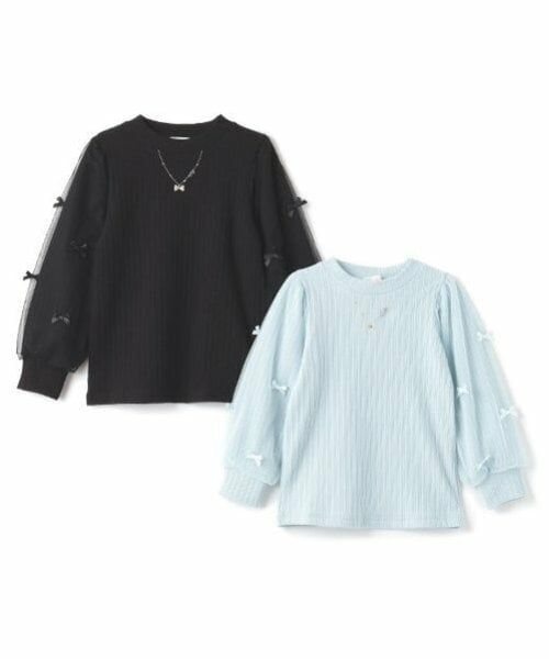 mezzo piano / メゾピアノ Tシャツ | ネックレス刺しゅう 袖チュール プチハイネック長袖Tシャツ | 詳細10