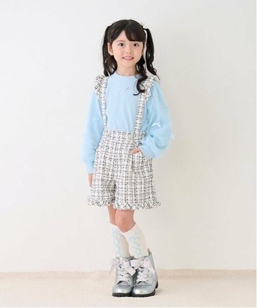 mezzo piano / メゾピアノ Tシャツ | ネックレス刺しゅう 袖チュール プチハイネック長袖Tシャツ | 詳細3