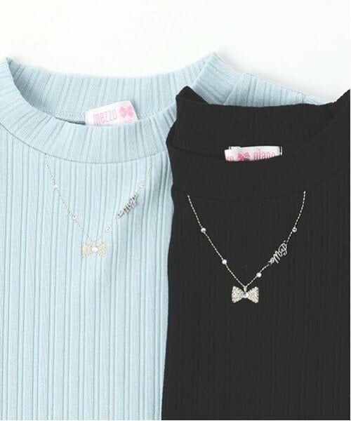 mezzo piano / メゾピアノ Tシャツ | ネックレス刺しゅう 袖チュール プチハイネック長袖Tシャツ | 詳細6