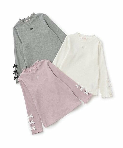 mezzo piano / メゾピアノ Tシャツ | 袖リボン　プチハイネック　長袖Tシャツ | 詳細21