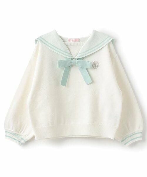 mezzo piano / メゾピアノ ニット・セーター | セーラー　ニットプルオーバー（オフ ホワイト）