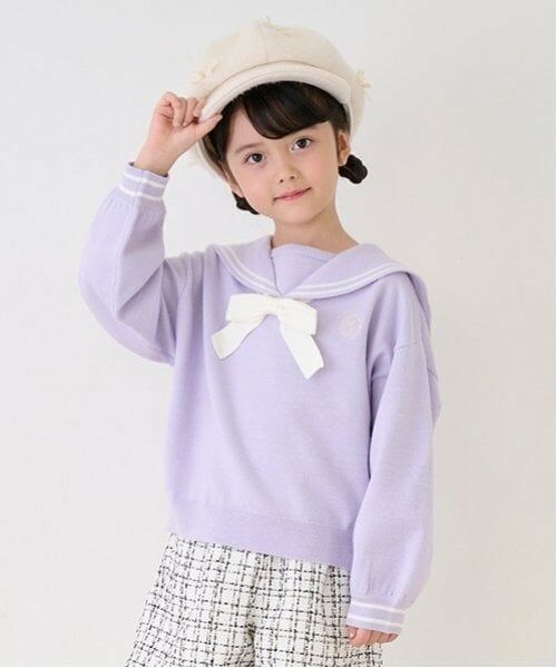 mezzo piano / メゾピアノ ニット・セーター | セーラー　ニットプルオーバー（ラベンダー）