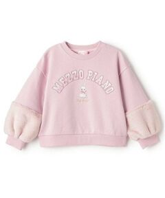 mezzo piano / メゾピアノ スウェット | どうぶつロゴ　ファー袖トレーナー