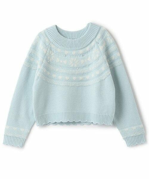 mezzo piano / メゾピアノ ニット・セーター | ノルディックニット　プルオーバー（サックス）