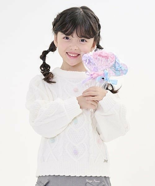 mezzo piano / メゾピアノ ニット・セーター | カラフルポンポン　モールニットプルオーバー（オフ ホワイト）