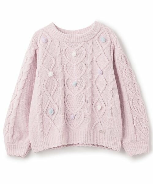 mezzo piano / メゾピアノ ニット・セーター | カラフルポンポン　モールニットプルオーバー（ピンク）