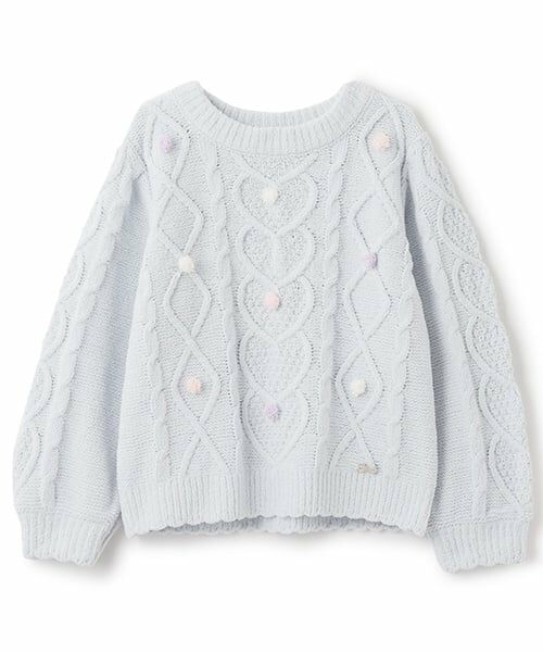 mezzo piano / メゾピアノ ニット・セーター | カラフルポンポン　モールニットプルオーバー（ライト ブルー）