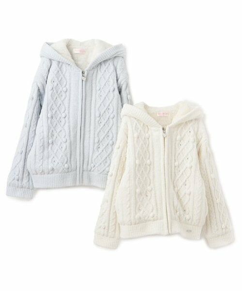 mezzo piano / メゾピアノ パーカー | モールニット　裏ボア　ジップパーカ | 詳細15