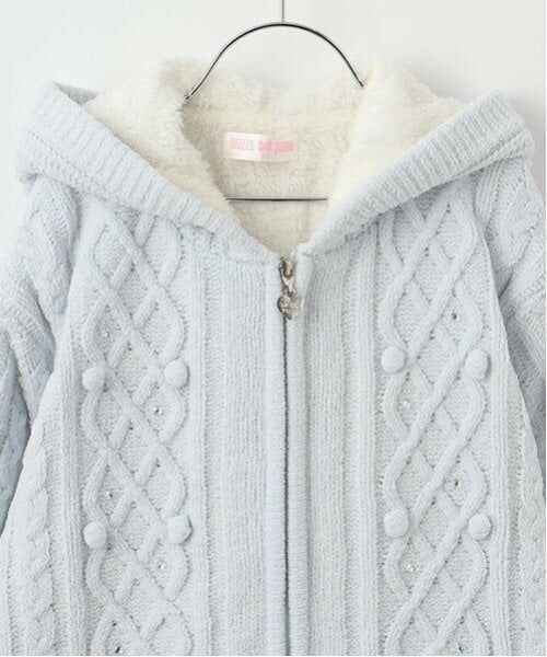 mezzo piano / メゾピアノ パーカー | モールニット　裏ボア　ジップパーカ | 詳細8