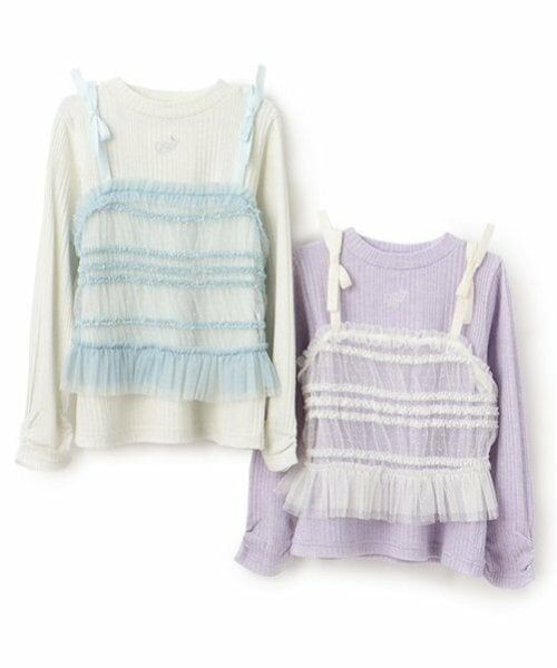 mezzo piano / メゾピアノ Tシャツ | チュールビスチェ＆長袖Tシャツセット | 詳細15