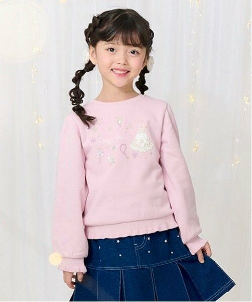 mezzo piano / メゾピアノ スウェット | スノー刺繍　トレーナー（ピンク）