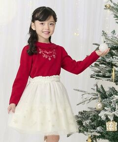 mezzo piano / メゾピアノ Tシャツ | ネックレス刺繍　プチハイネックTシャツ