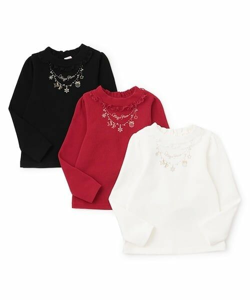 mezzo piano / メゾピアノ Tシャツ | ネックレス刺繍　プチハイネックTシャツ | 詳細7