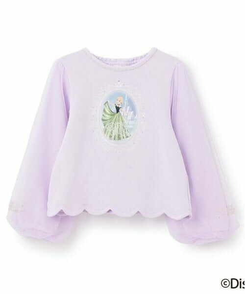 mezzo piano / メゾピアノ スウェット | 【アナと雪の女王】袖チュール　裾スカラップトレーナー（ラベンダー）
