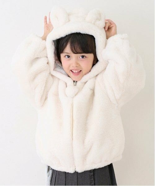 mezzo piano / メゾピアノ ブルゾン | リバーシブルどうぶつ　フェイクファーブルゾン（アイボリー）
