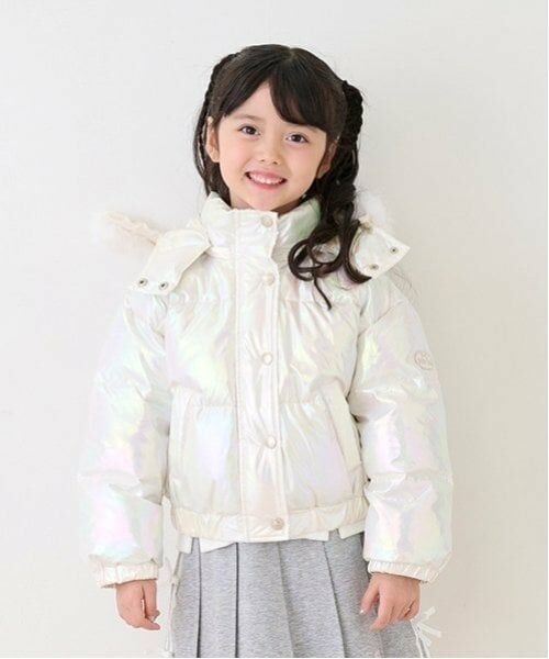 mezzo piano / メゾピアノ ブルゾン | オーロラ生地　ショートダウン（オフ ホワイト）