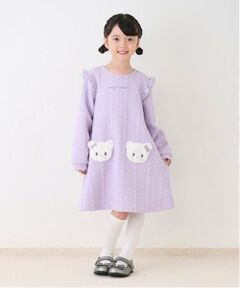 mezzo piano / メゾピアノ ミニ丈・ひざ丈ワンピース | どうぶつアップリケ　ジャガードワンピース