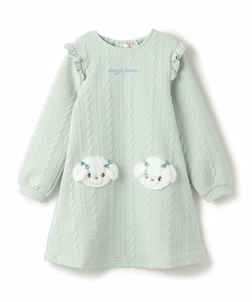 mezzo piano / メゾピアノ ミニ丈・ひざ丈ワンピース | どうぶつアップリケ　ジャガードワンピース（ミント）