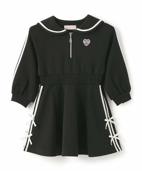 mezzo piano / メゾピアノ ミニ丈・ひざ丈ワンピース | リボンライン　セーラーワンピース（黒）