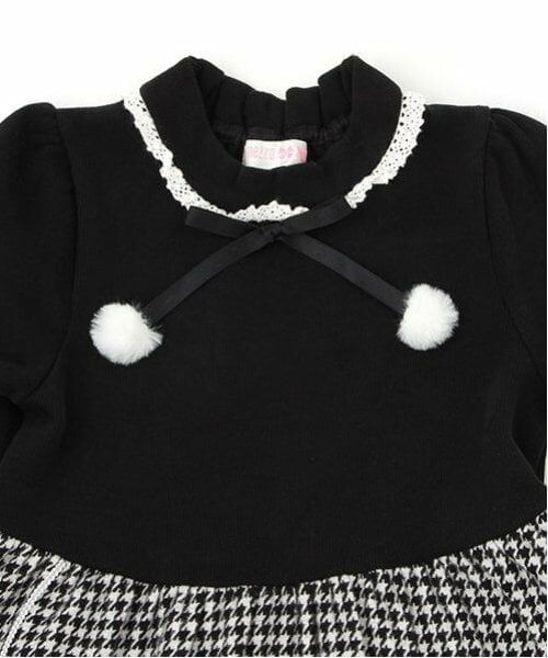 mezzo piano / メゾピアノ ミニ丈・ひざ丈ワンピース | プードル千鳥　ドッキングワンピース | 詳細4