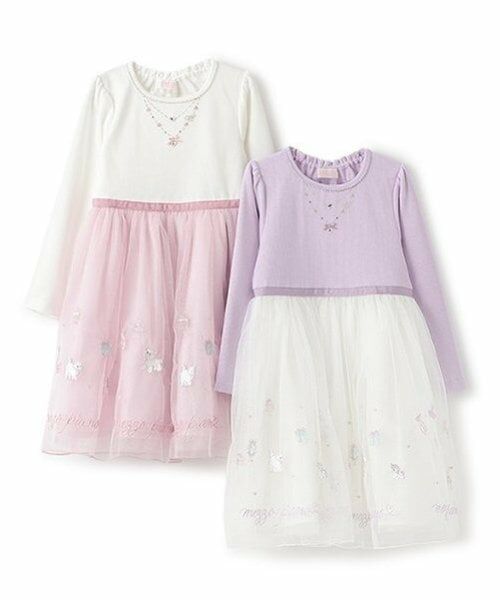 mezzo piano / メゾピアノ ミニ丈・ひざ丈ワンピース | ショッピングモチーフ刺しゅうチュール ドッキングワンピース | 詳細12