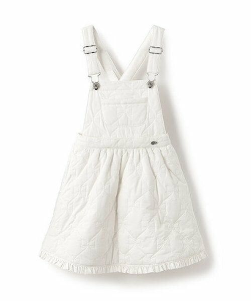 mezzo piano / メゾピアノ ミニ・ひざ丈スカート | リボンキルト 2wayサロペットスカート(オフ ホワイト)