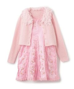 mezzo piano / メゾピアノ ミニ丈・ひざ丈ワンピース | ニットボレロ＆花刺繍ワンピース　セット