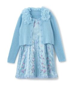 mezzo piano / メゾピアノ ミニ丈・ひざ丈ワンピース | ニットボレロ＆花刺繍ワンピース　セット