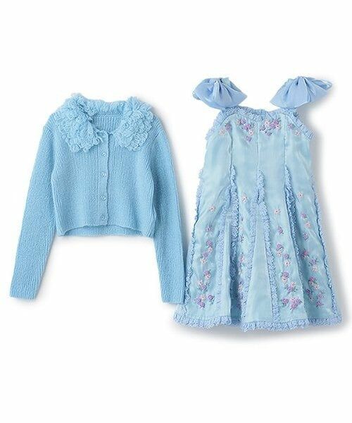 mezzo piano / メゾピアノ ミニ丈・ひざ丈ワンピース | ニットボレロ＆花刺繍ワンピース　セット | 詳細2