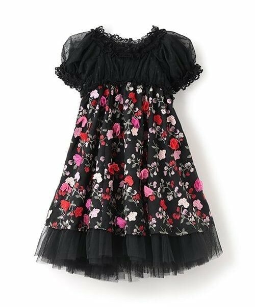 mezzo piano / メゾピアノ ドレス | 花柄ドレス（黒）