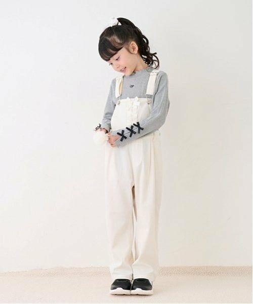 mezzo piano / メゾピアノ サロペット・オールインワン | 裏起毛デニム・コール天　レースアップ　サロペットパンツ | 詳細3