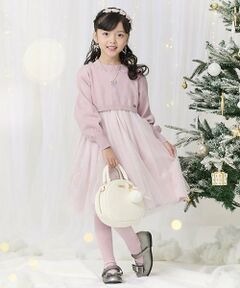 mezzo piano / メゾピアノ ミニ丈・ひざ丈ワンピース | オーナメントチュール　ドッキングワンピース