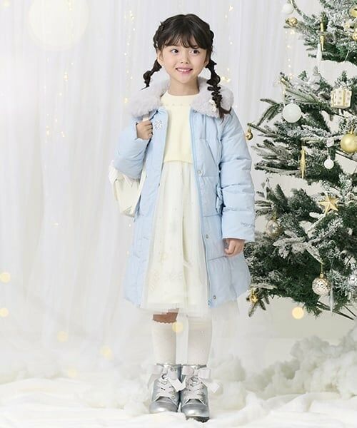 mezzo piano / メゾピアノ ミニ丈・ひざ丈ワンピース | オーナメントチュール　ドッキングワンピース（オフ ホワイト）