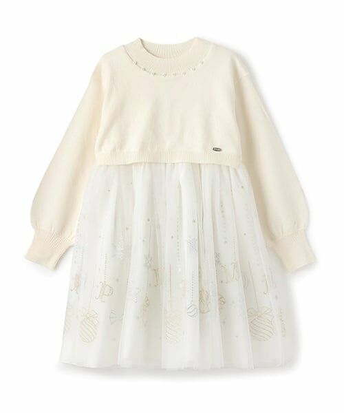 mezzo piano / メゾピアノ ミニ丈・ひざ丈ワンピース | オーナメントチュール　ドッキングワンピース | 詳細15