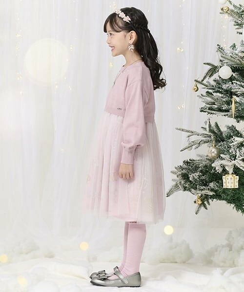 mezzo piano / メゾピアノ ミニ丈・ひざ丈ワンピース | オーナメントチュール　ドッキングワンピース | 詳細16