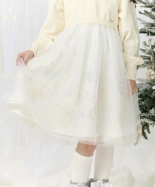 mezzo piano / メゾピアノ ミニ丈・ひざ丈ワンピース | オーナメントチュール　ドッキングワンピース | 詳細22