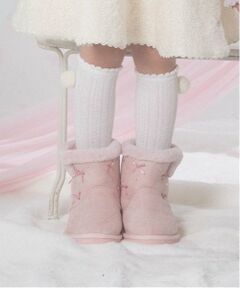 mezzo piano / メゾピアノ ブーツ（ショート丈） | ビジューリボン　ムートン風ブーツ