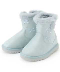 mezzo piano / メゾピアノ ブーツ（ショート丈） | ビジューリボン　ムートン風ブーツ